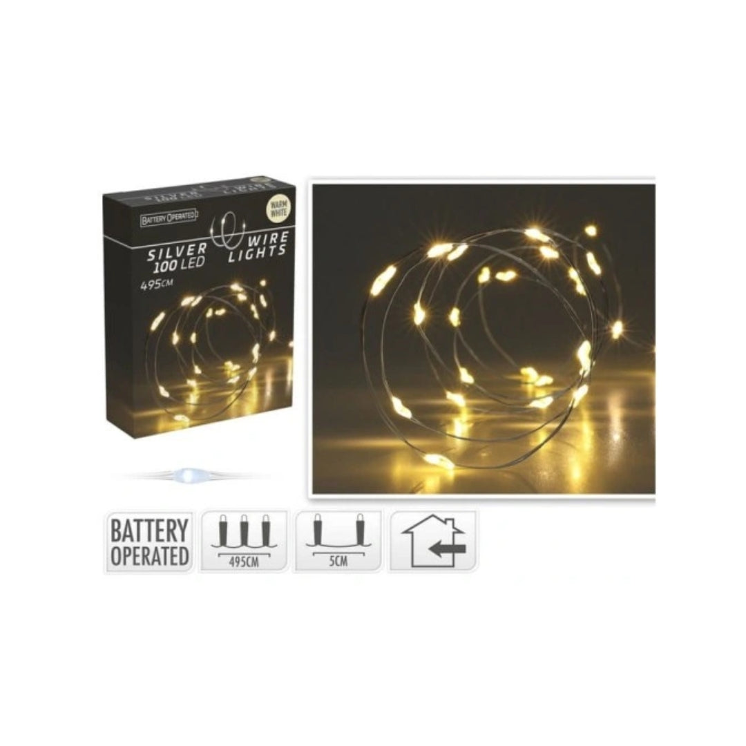 EH LED ljósketa t/battarí Heithvítt 100 perur