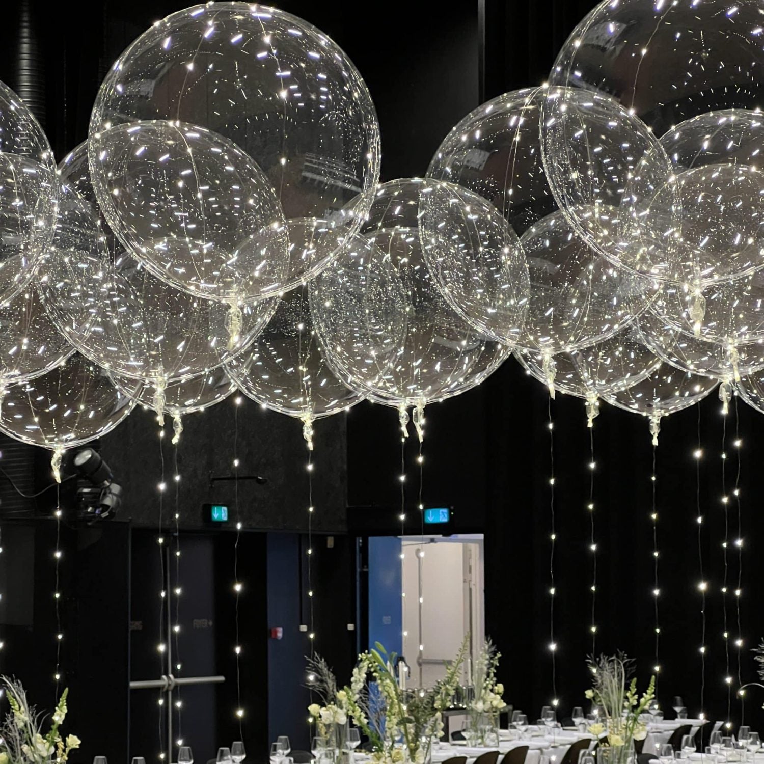 2 stk LED ballónir v/ljósketu ventili Ø50cm