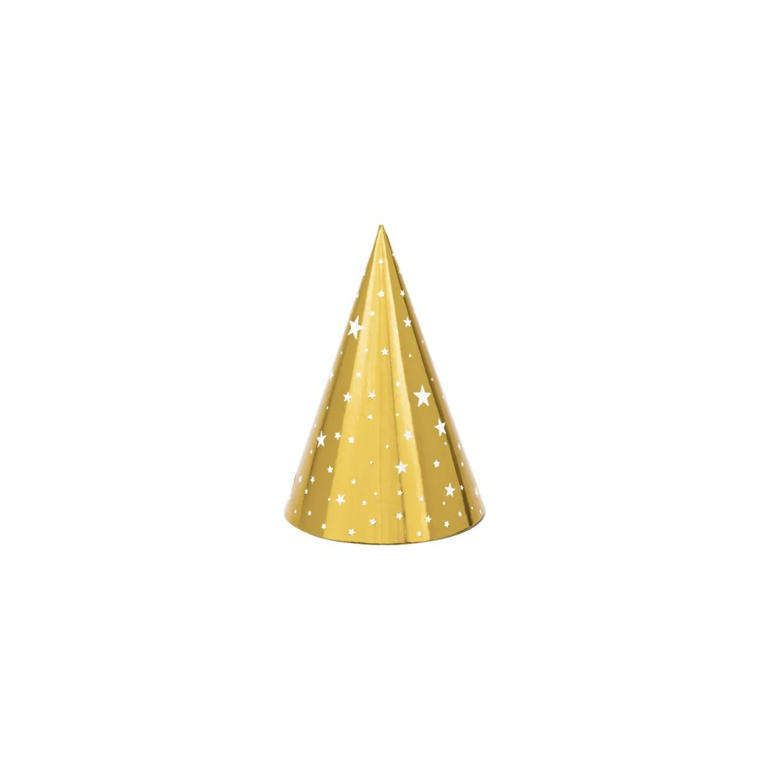 Partydeco Party hattar stjørna gull 16cm 6stk