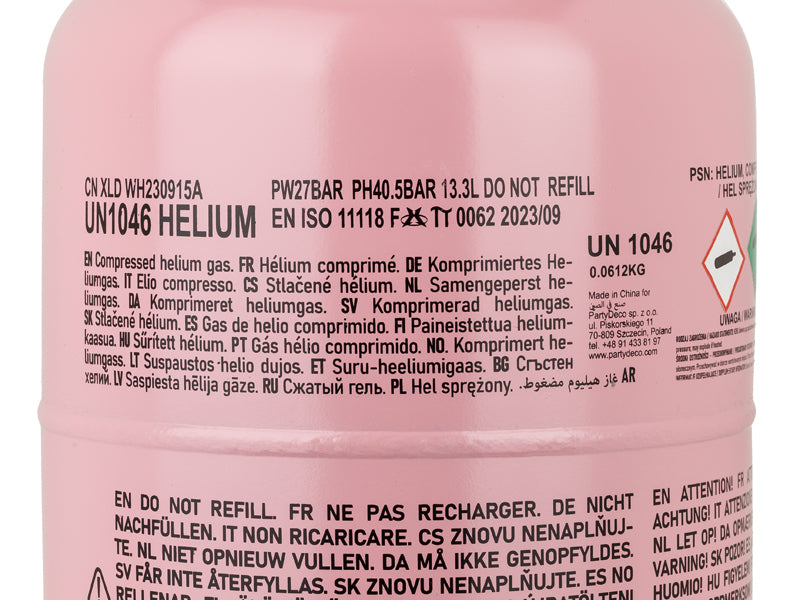 Heliumsfløska Meðal Pink 0,42m3 max 50stk 23cm ballónir