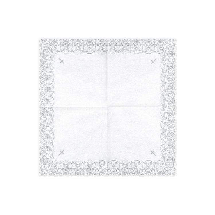 Serviettar 3-lag 33cm krossur Silvur 20stk/15pk
