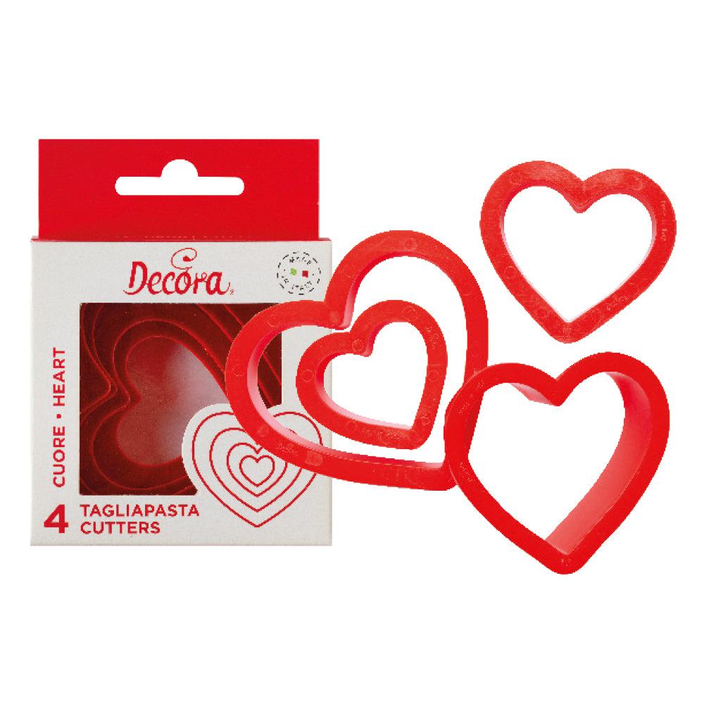 Decora Útskerarar hjarta 4stk Ø4-8cm H2,2cm