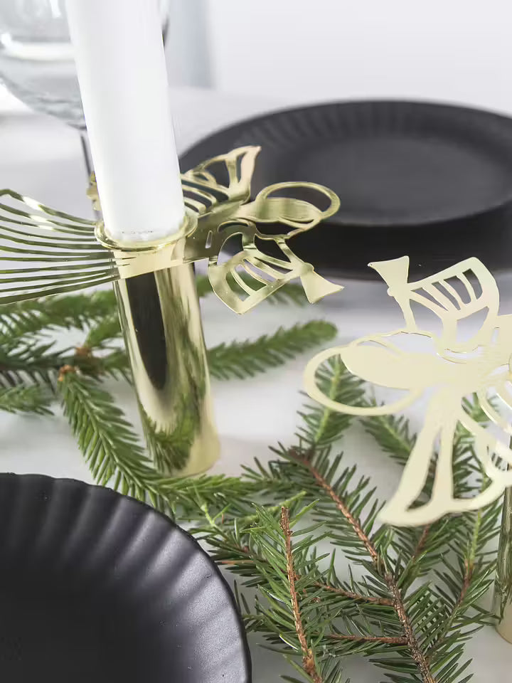 Ljósastaki eingil gull H9cm B11cm