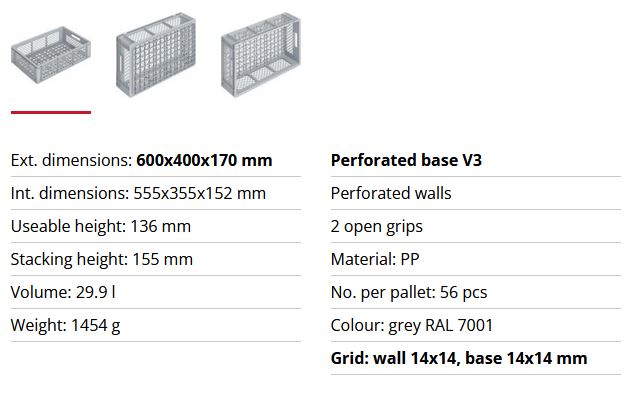 Plastkassi 60x40cm v/honk stáplast -20+80°C Matvør