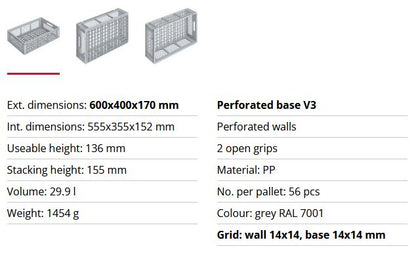 Plastkassi 60x40cm v/honk stáplast -20+80°C Matvør