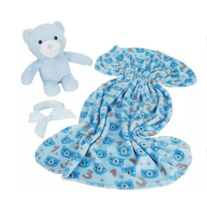 Bamsa bjørn 33cm við teppi 6litir