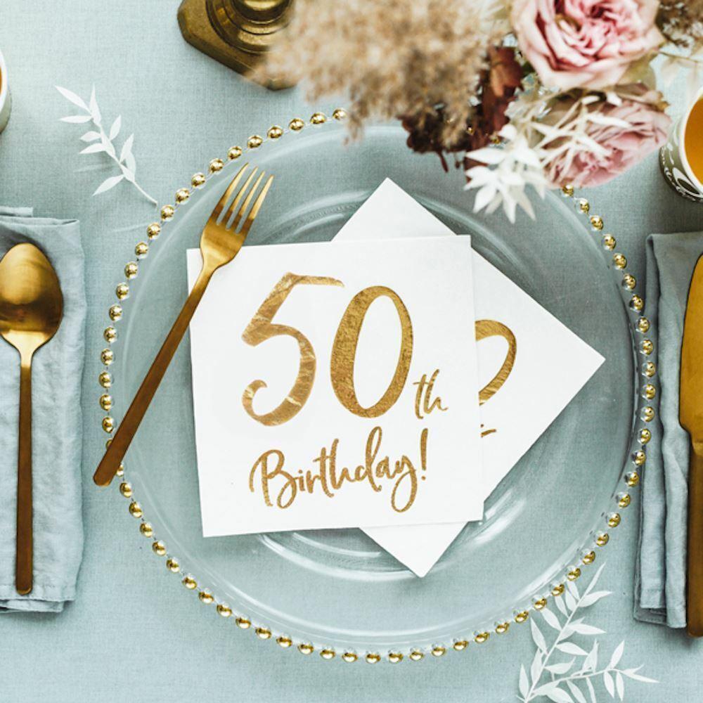 PartyDeco Serviettar 33cm 50ára Føðingardagur