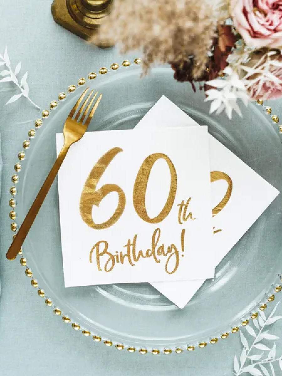 PartyDeco Serviettar 33cm 60ára Føðingardagur