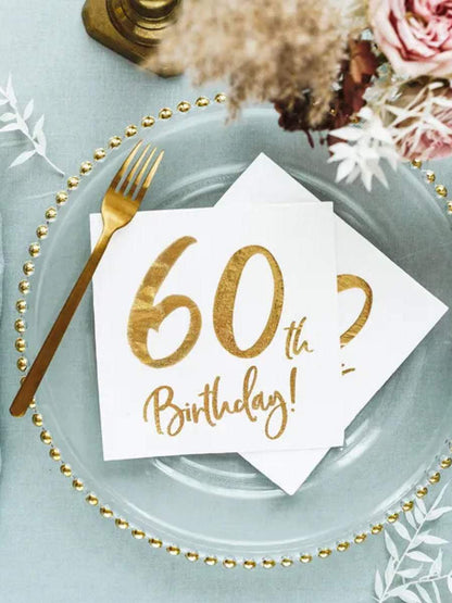 PartyDeco Serviettar 33cm 60ára Føðingardagur