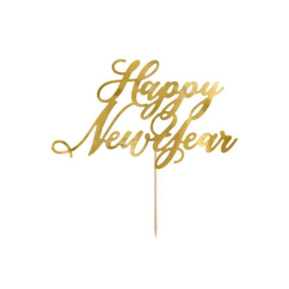 Partydeco Køkutoppur &quot;Happy New Year&quot; gull 24cm