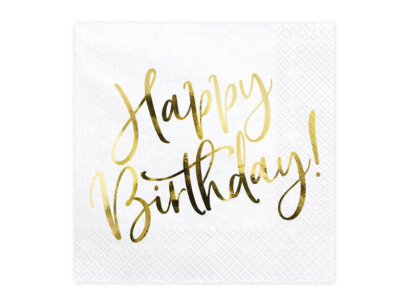 Serviettar 33cm Happy Birthday Rose Gold 20stk