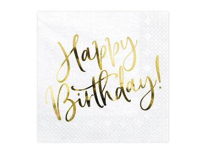 Serviettar 33cm Happy Birthday Rose Gold 20stk