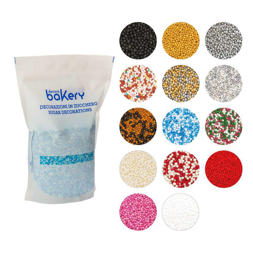 Decora skreytsukur grønt/reytt/hvítt Ø1,5mm 1kg