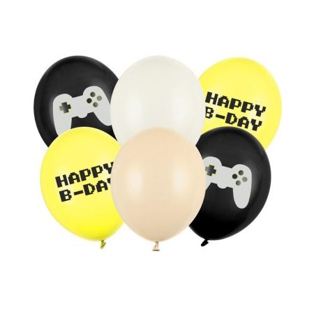 Ballónir 30cm Happy B-day Game 6stk