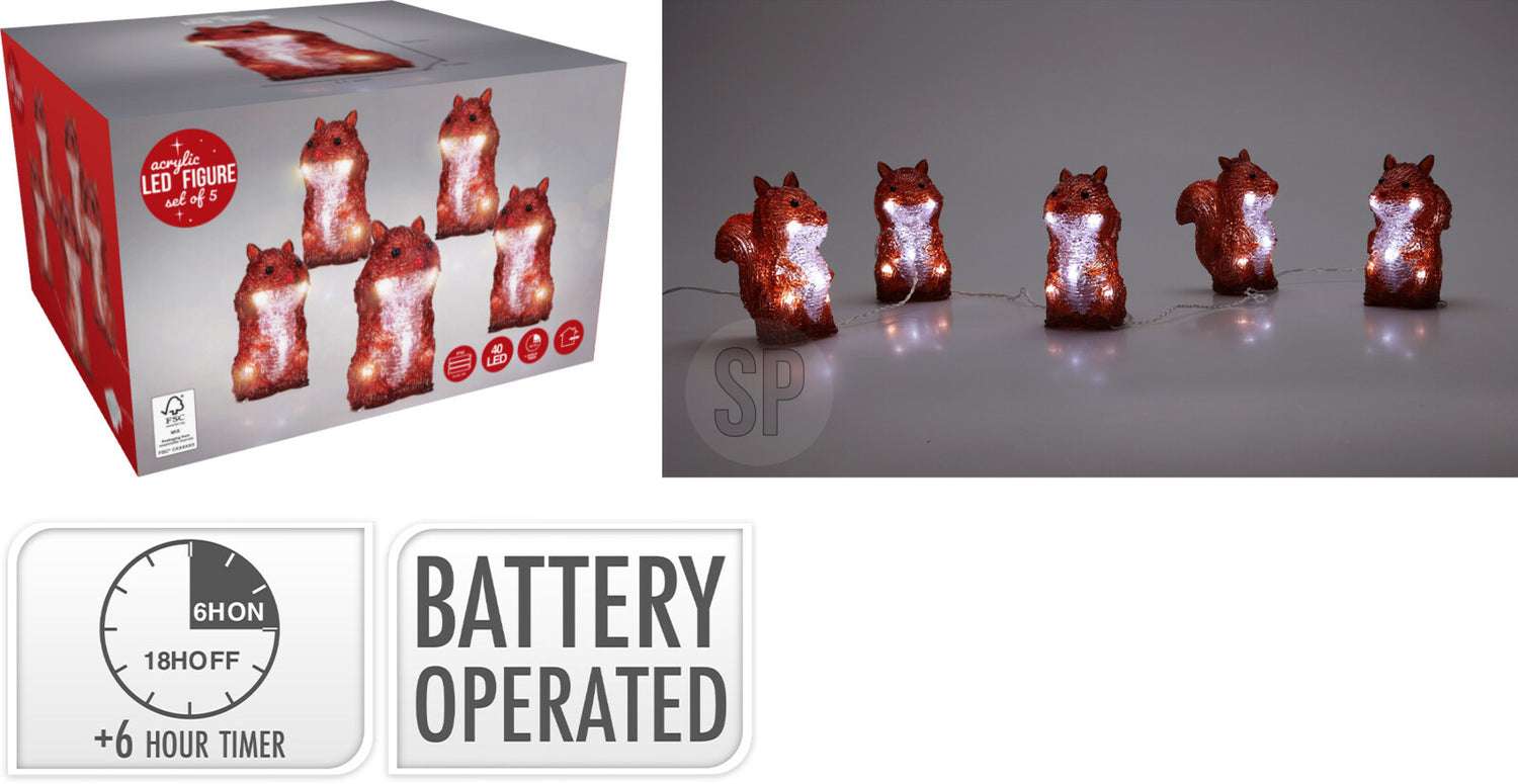 Íkornafamilja sett 5deilir  LED battarí timara