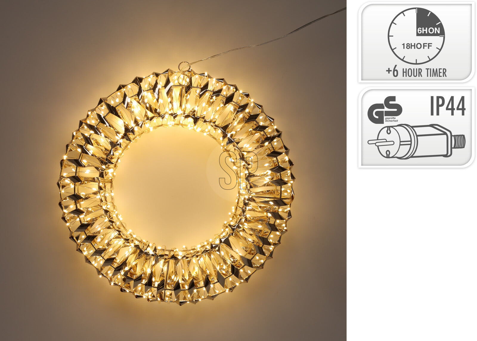 LED Kransur Ø50 gull IP44 v/timara