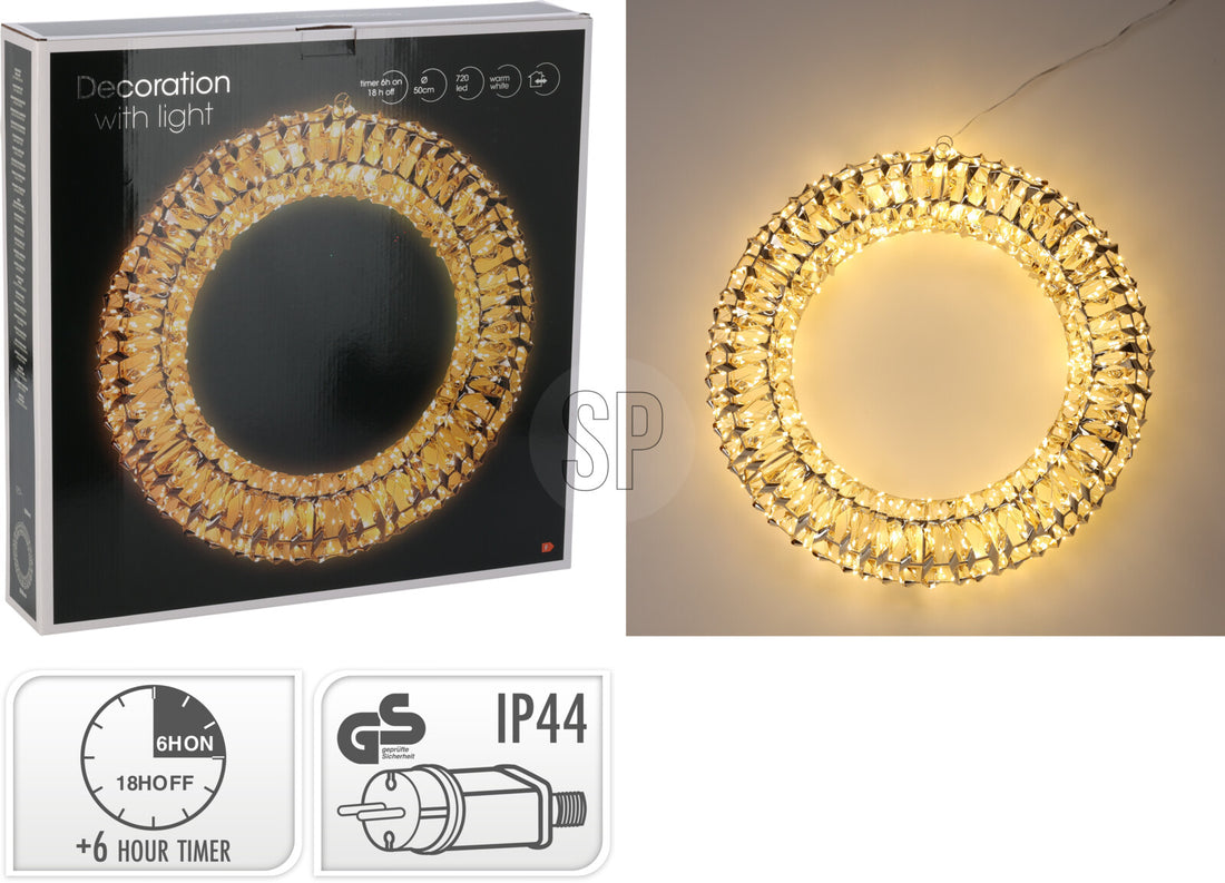 LED Kransur Ø50 gull IP44 v/timara