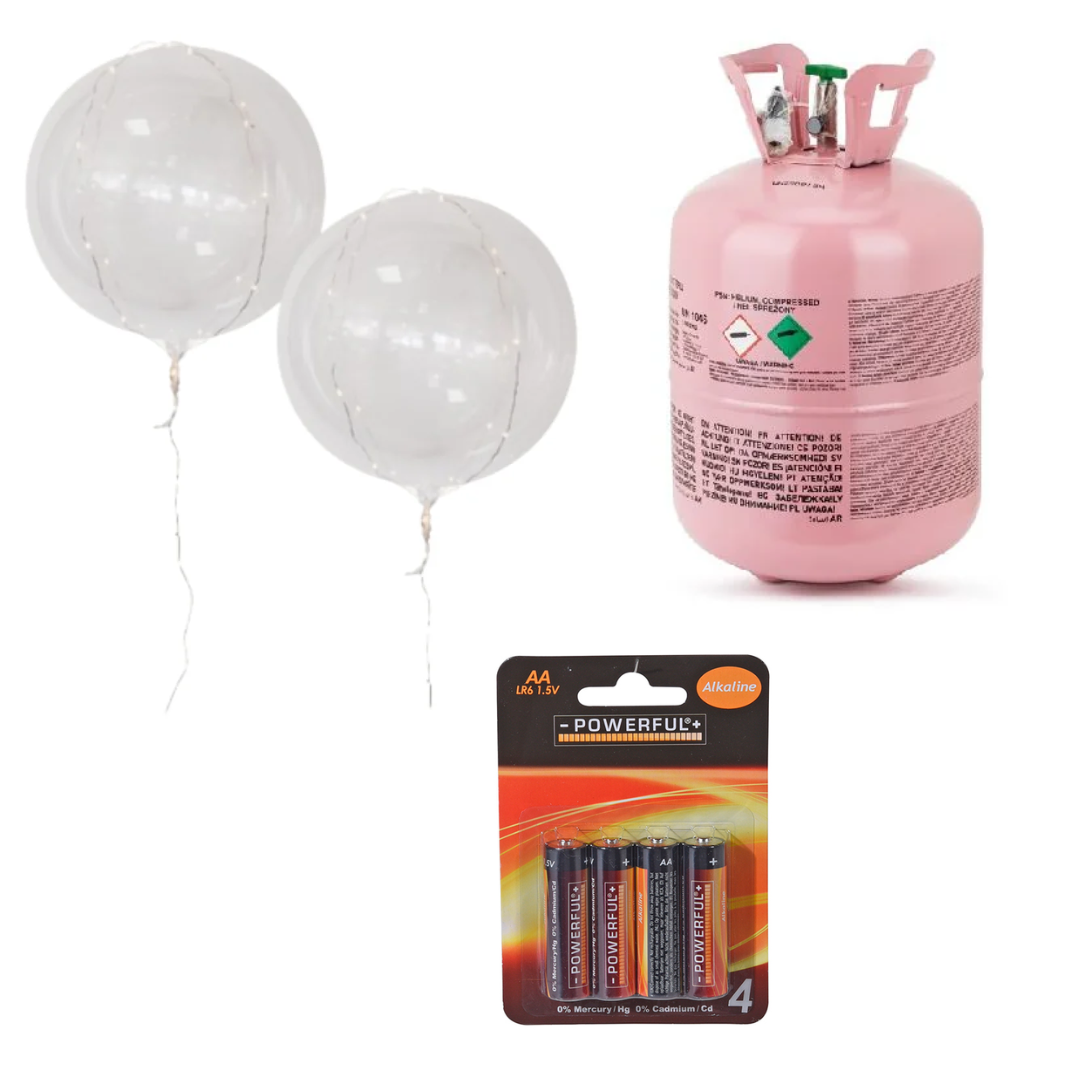 LEDballón-sett 10stk v/ helium og battarí