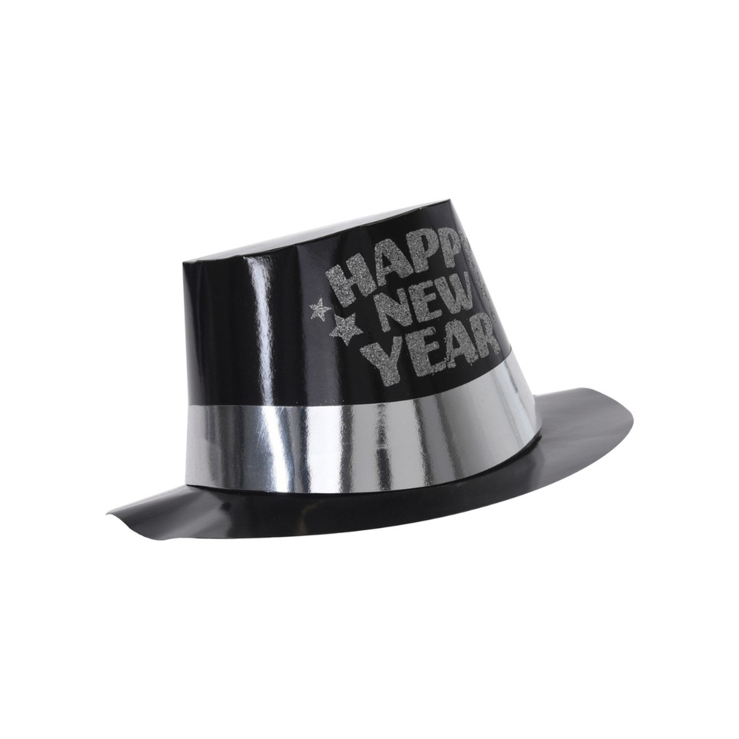 Hattar &quot;HAPPY NEW YEAR&quot; svartir/silvur