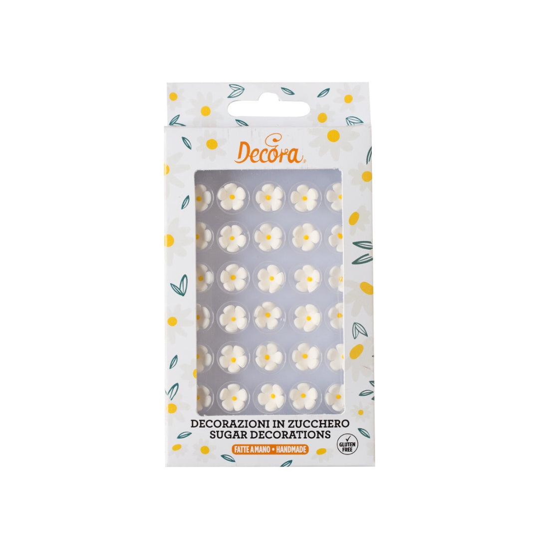 Decora Køkupynt blómur 30stk ø1cm hvítt/ gult