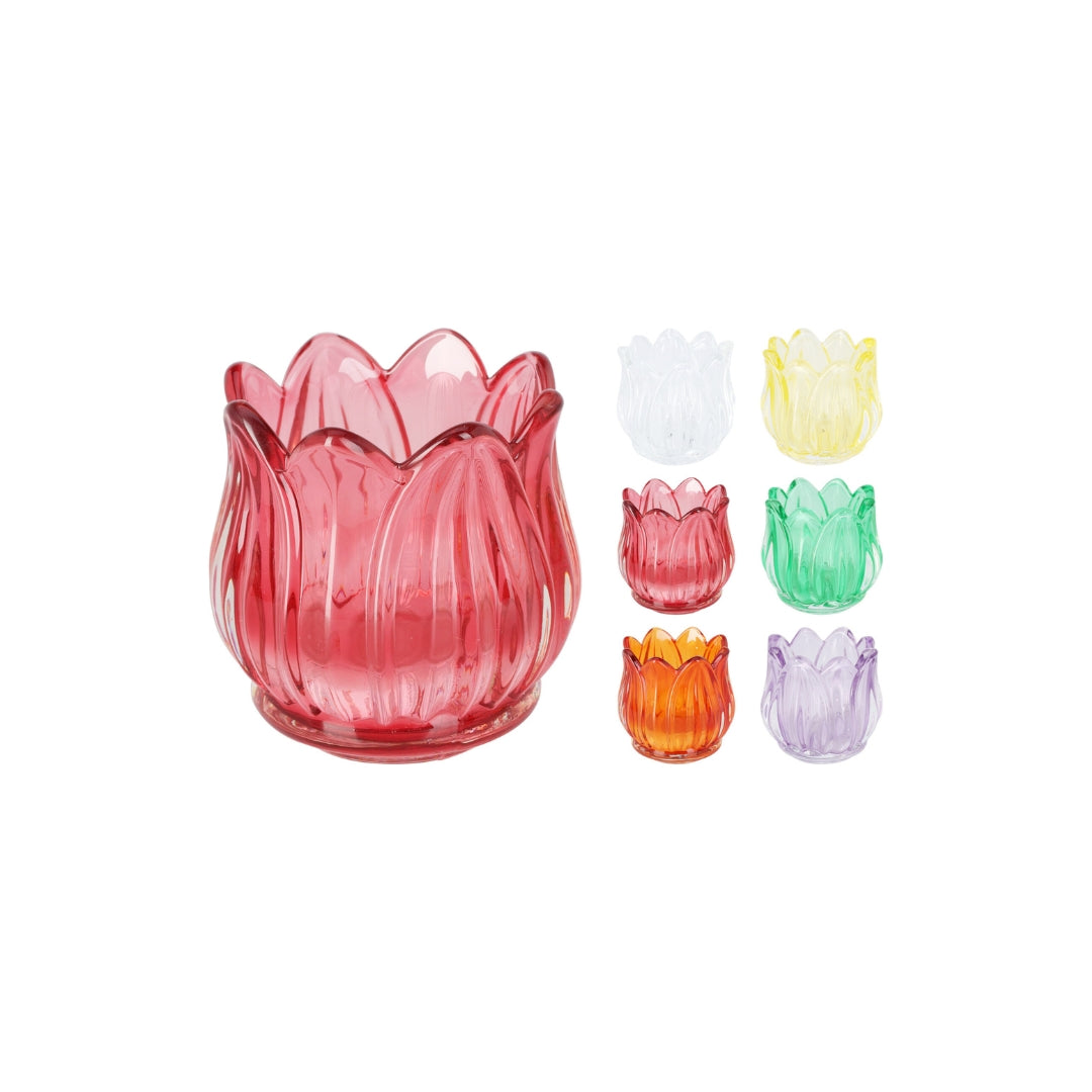 EH Ljósastaki tulipan glas 6ass 7cm 1stk