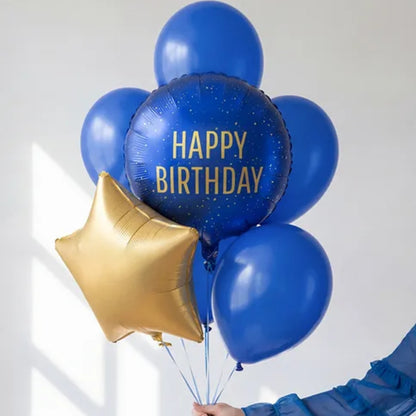 Ballón foliu "Happy Birthday" M. Blátt 35cm