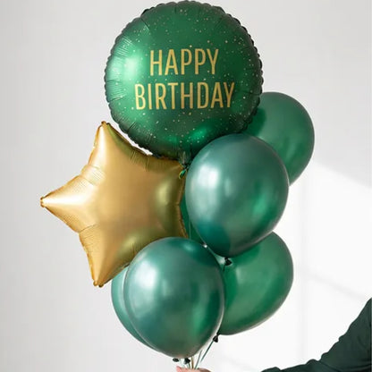 Ballón foliu "Happy Birthday" M. Grønt 35cm