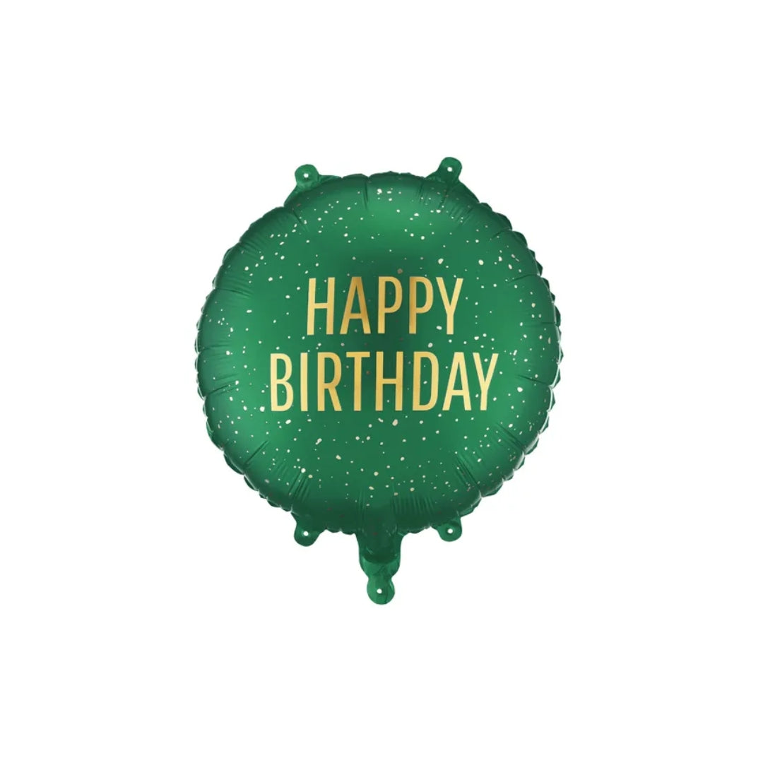 Ballón foliu "Happy Birthday" M. Grønt 35cm
