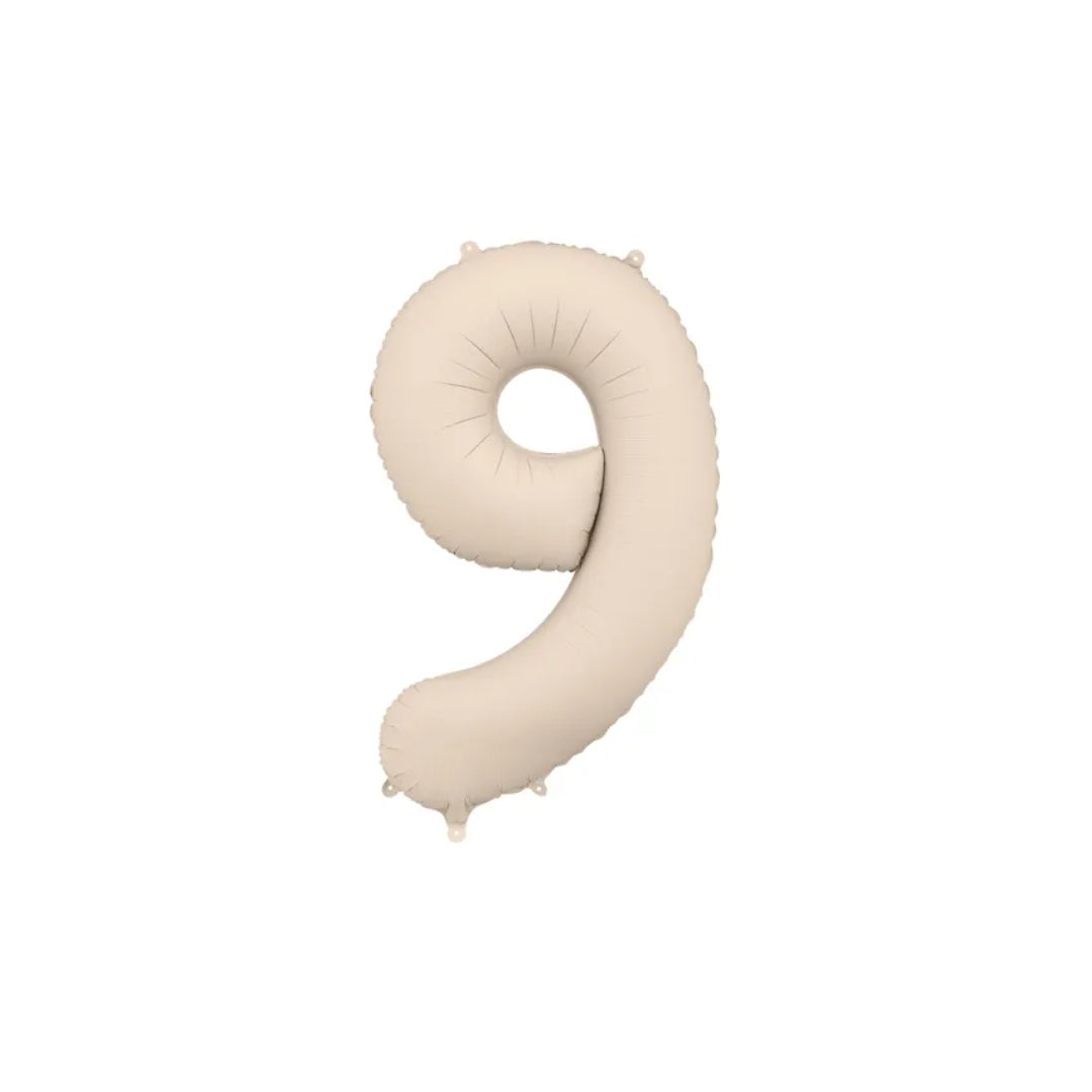 Tallballónir "9" 86cm ljóst Brúnt