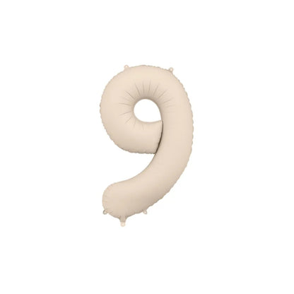 Tallballónir "9" 86cm ljóst Brúnt