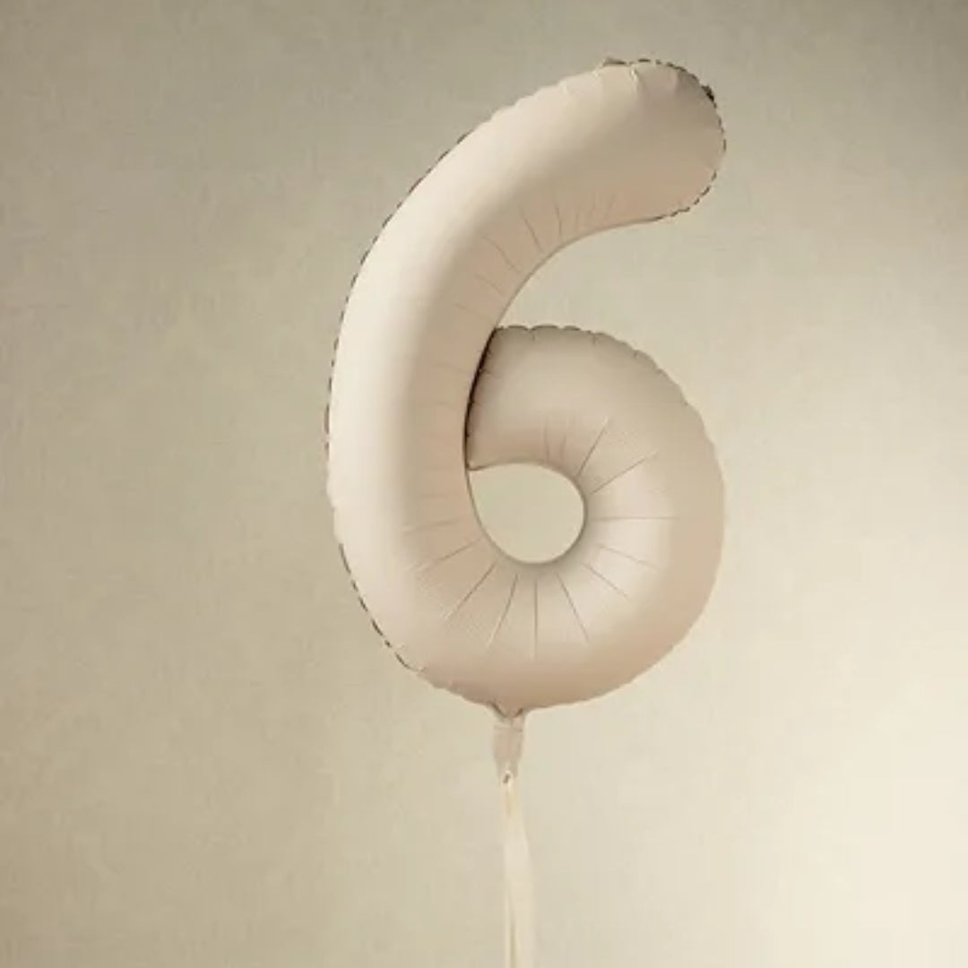 Tallballónir "6" 86cm ljóst Brúnt