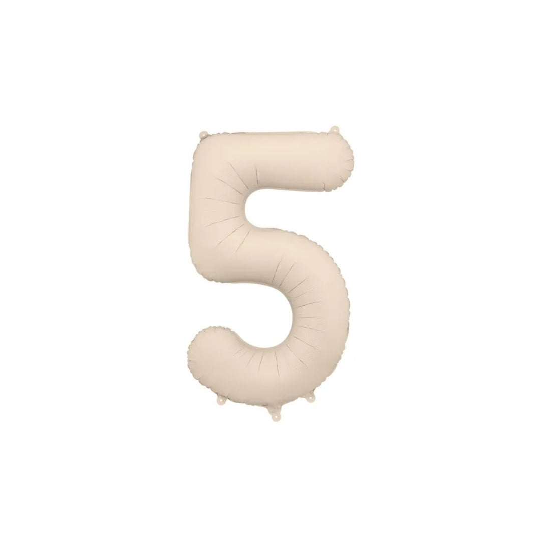 Tallballónir "5" 86cm ljóst Brúnt