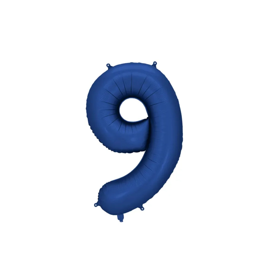 Tallballónir "9" 86cm navy blátt