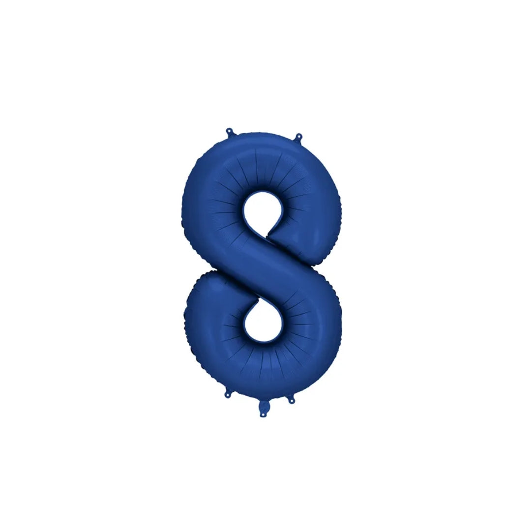 Tallballónir "8" 86cm navy blátt