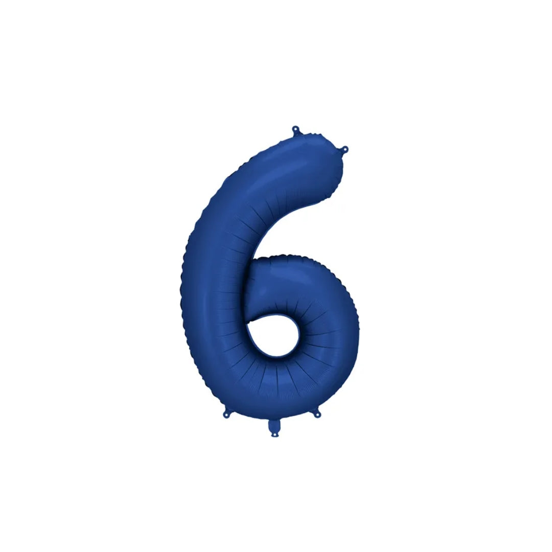 Tallballónir "6" 86cm navy blátt