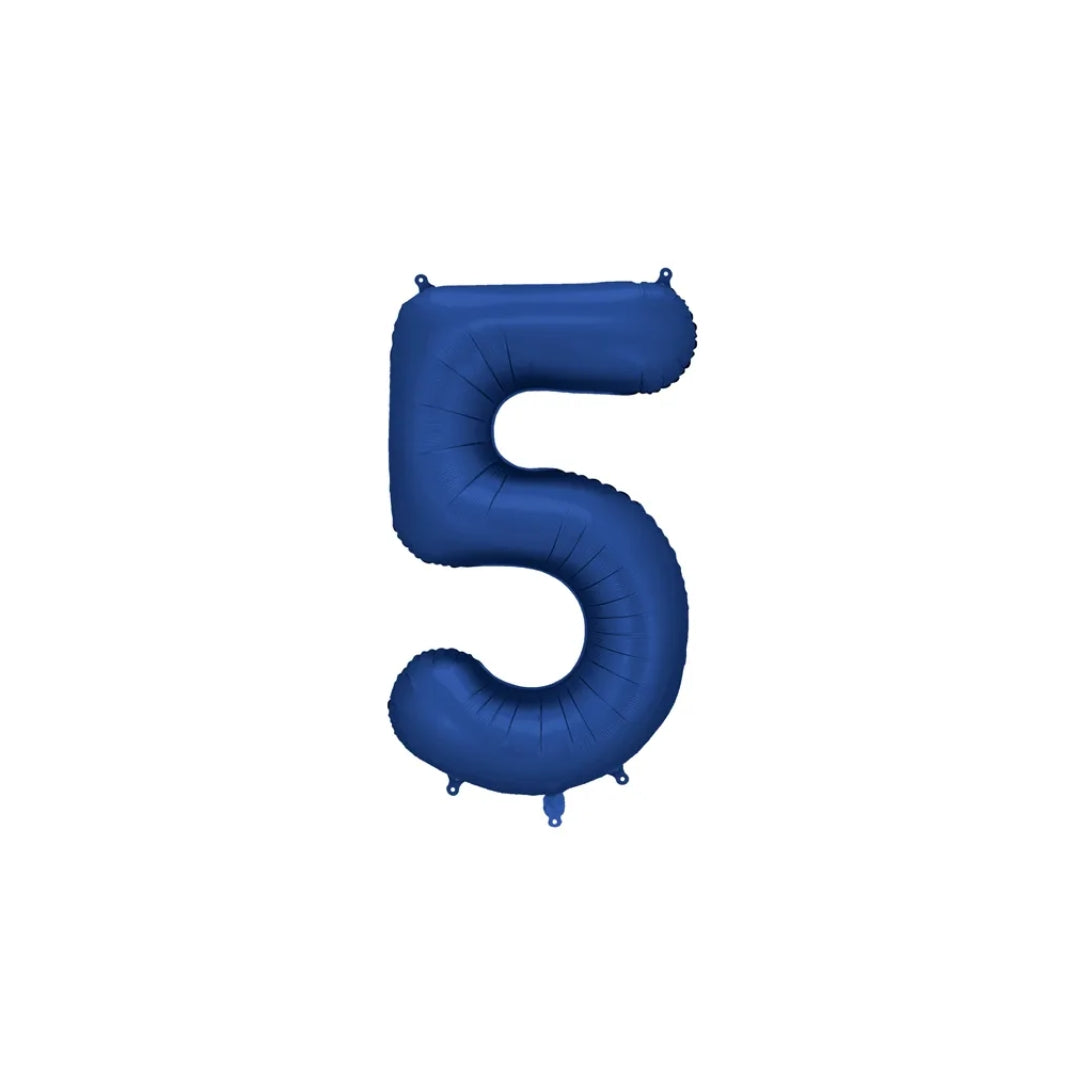 Tallballónir "5" 86cm navy blátt
