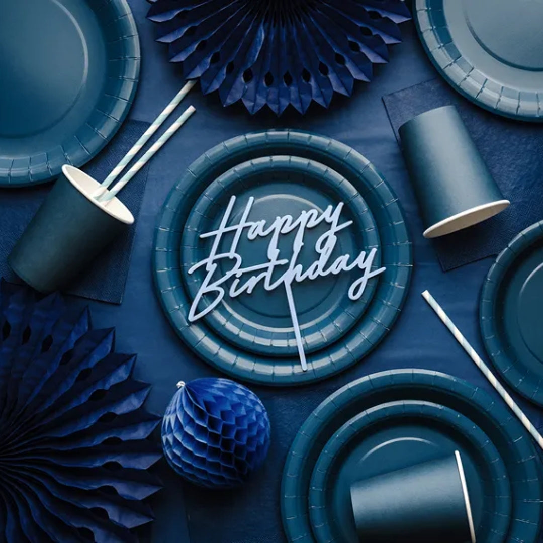 Tallerkar papír M. Blátt 18cm 6stk