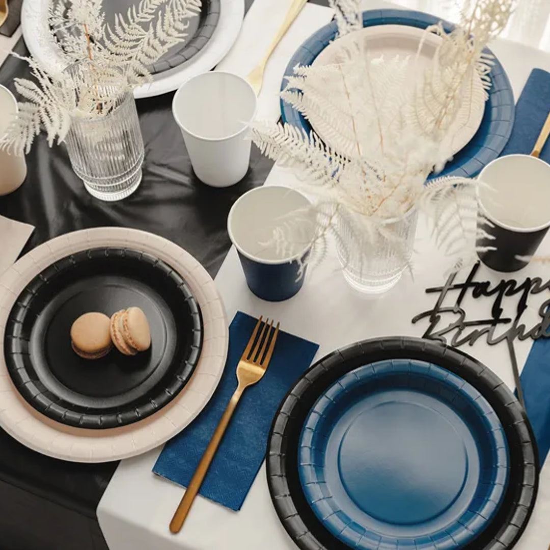 Tallerkar papír M. Blátt 18cm 6stk