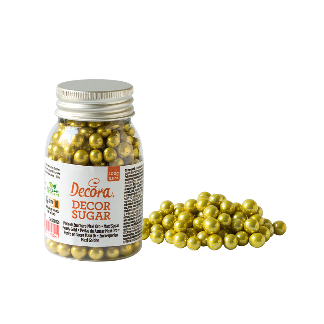Decora skreytsukur perlur gull 100gr Ø7mm