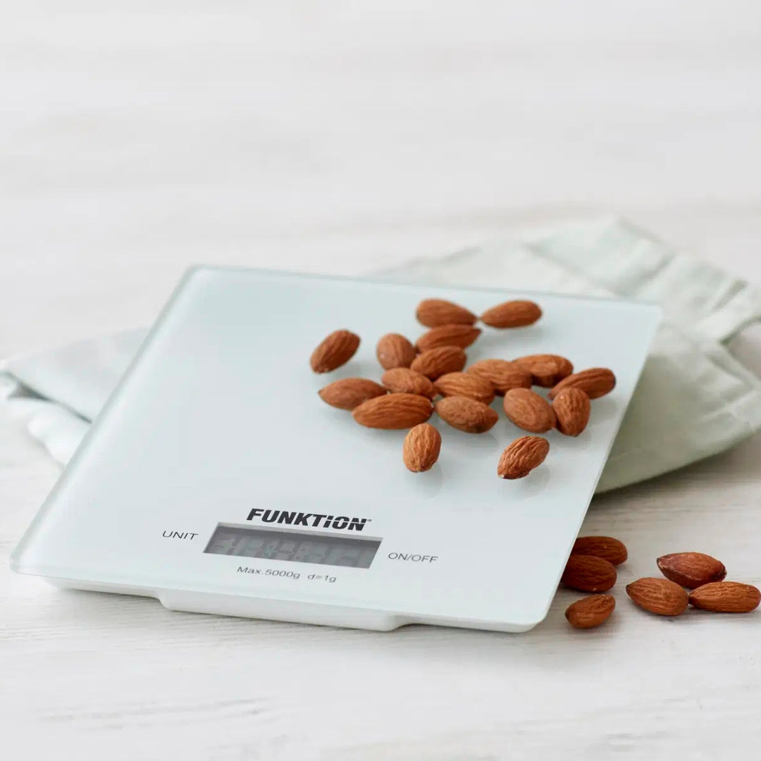 Køksvekt 5kg 1g glas hvít interval Funktion