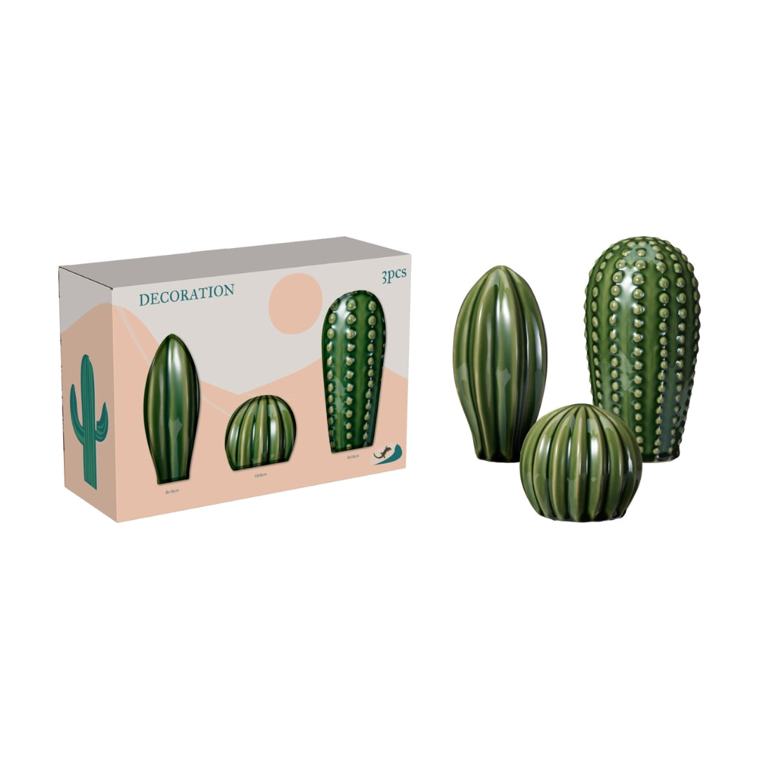 EH Kaktus sett porselen H:10,16,18cm 3stk