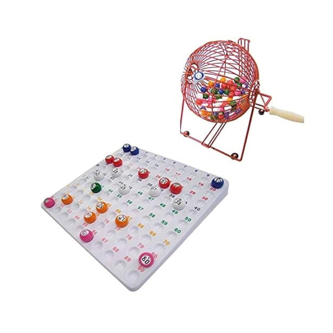 Leiga: Bingotrumlu við kontrolplátu og tøl úr 1-90