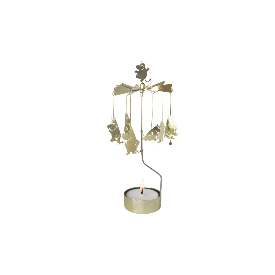 Einglaspæl t/bikarljós høgt H24cm B9 L9cm Mumi gull