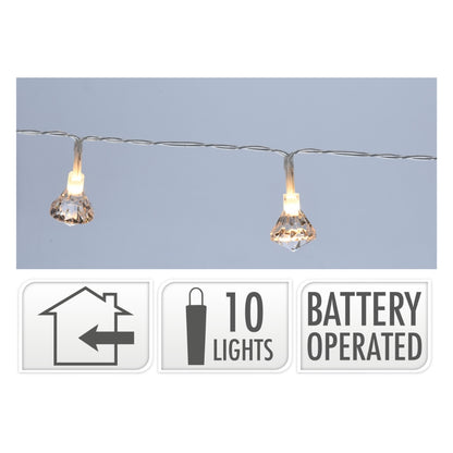 EH LED ljósketa diamant heithvít t/batterí