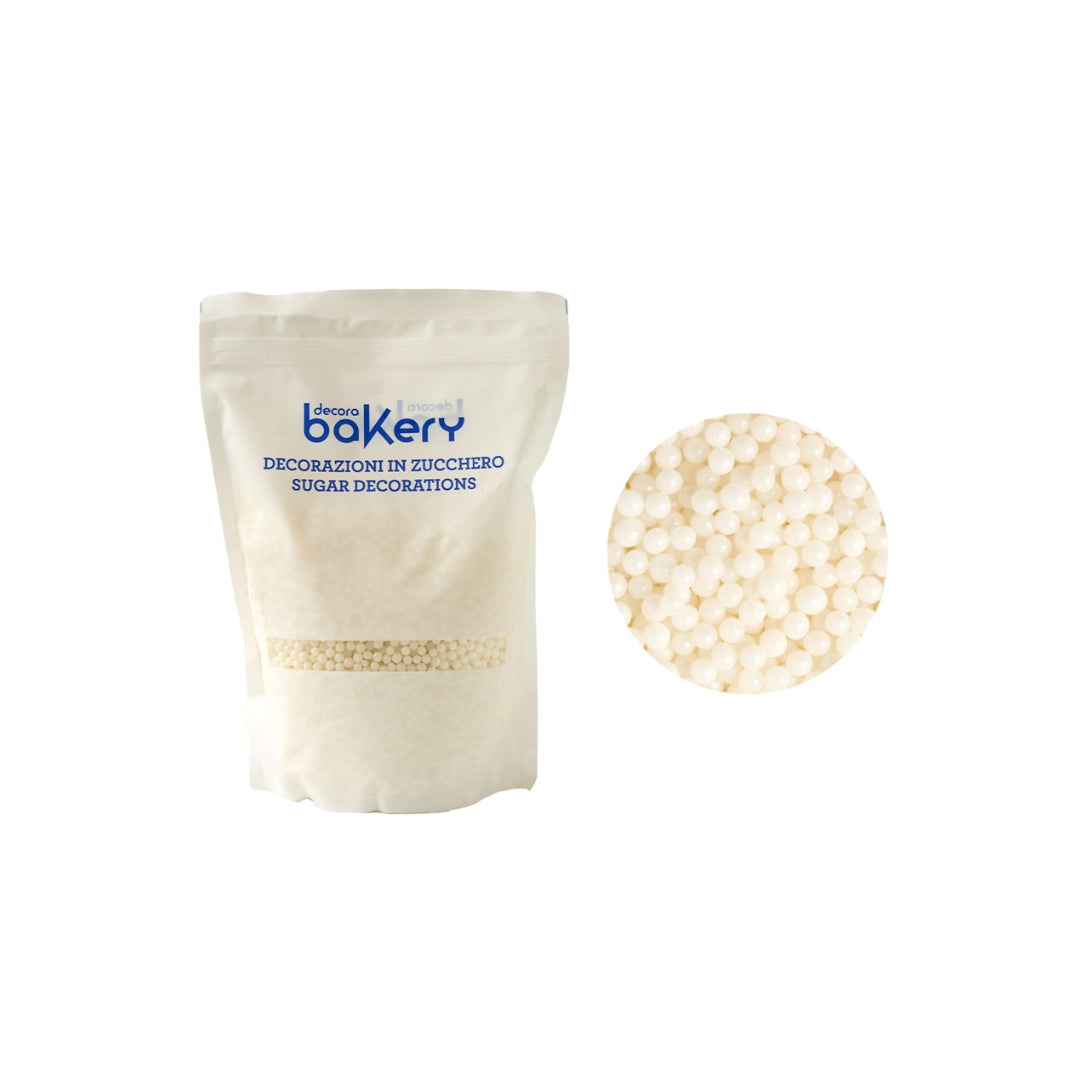 Skreytsukur hvítar kúlur lítlar Ø5mm 1kg