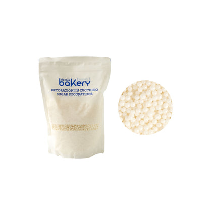 Skreytsukur hvítar kúlur lítlar Ø5mm 1kg