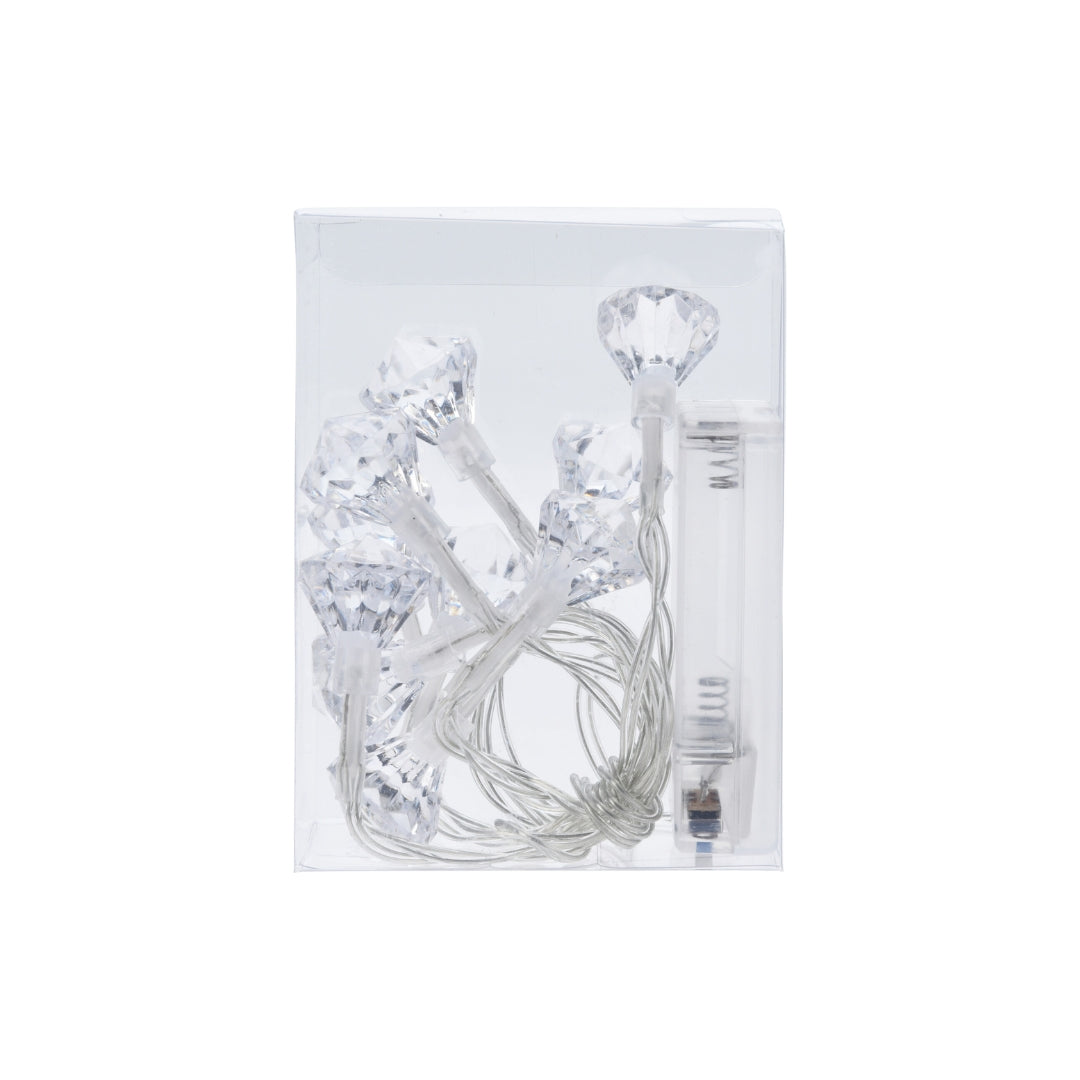 EH LED ljósketa diamant heithvít t/batterí