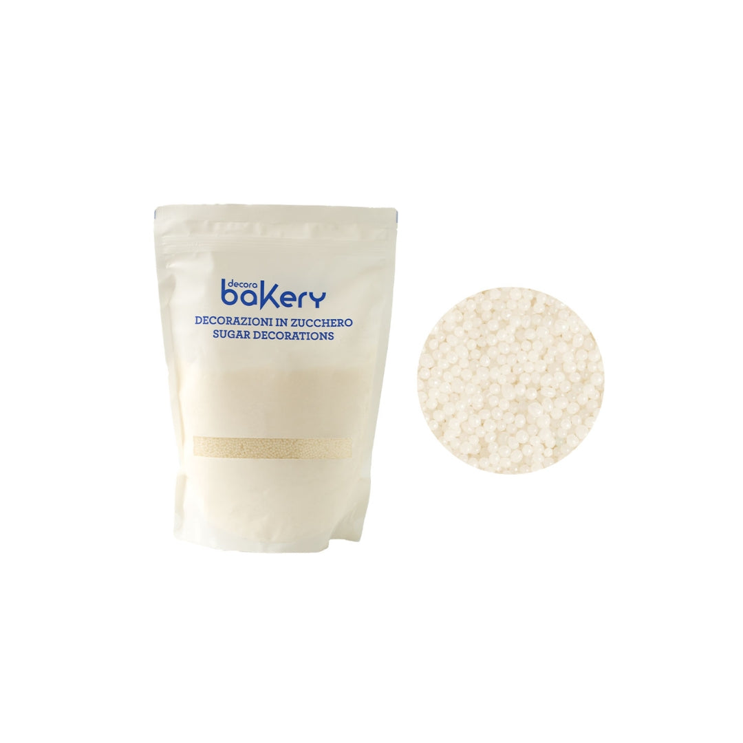 Skreytsukur hvítar kúlur lítlar Ø2mm 1kg