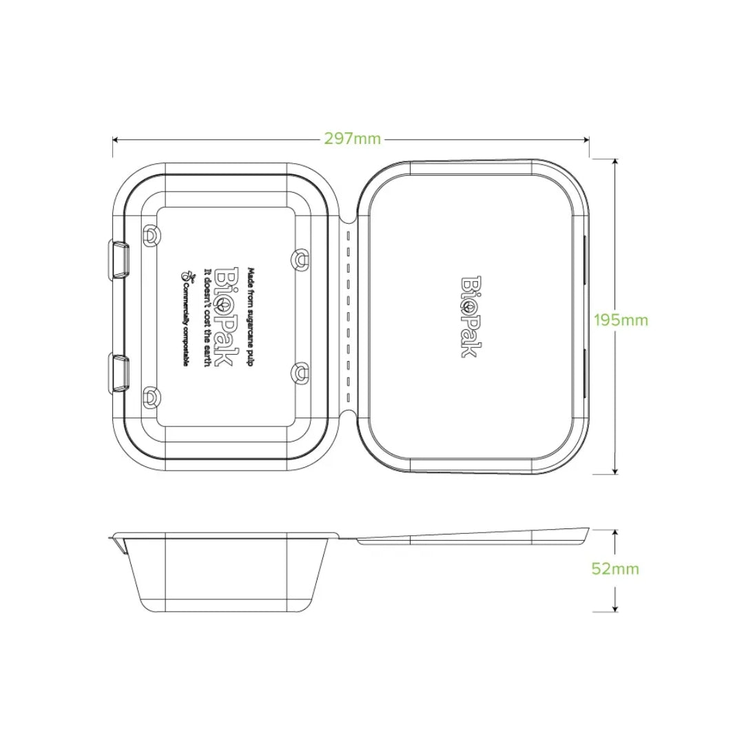 Bakki v/lok 195x145x52 810ml Bagas 100stk/3