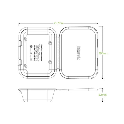 Bakki v/lok 195x145x52 810ml Bagas 100stk/3